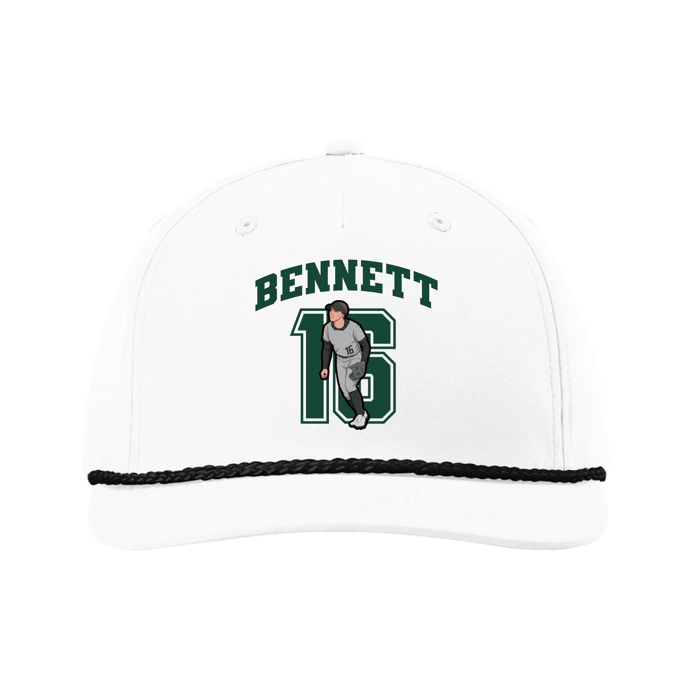 Five-Panel Classic Rope Cap — Number in White