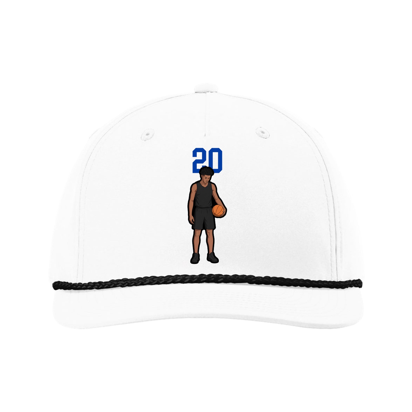 Five-Panel Classic Rope Cap — Number Top in White