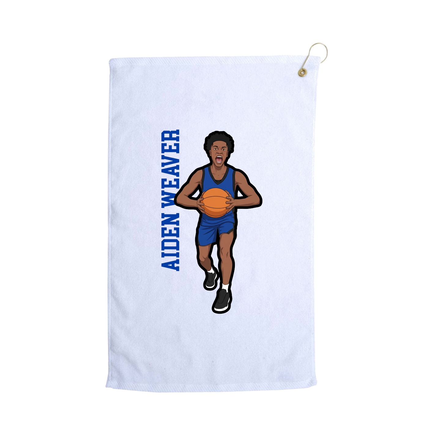 Golf Towel — Name Vertical in White