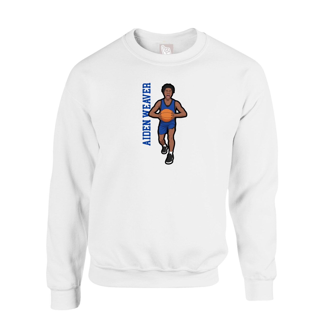 Fleece Crew — Name Vertical in White