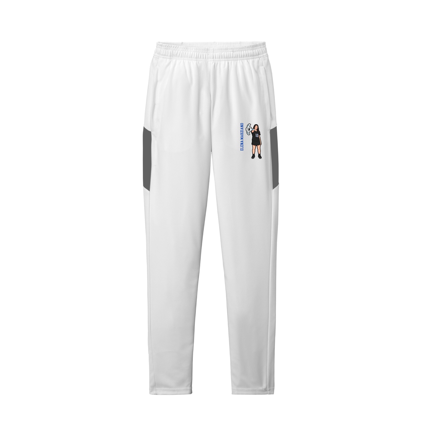 Team Travel Pant — Name Vertical in White/Grey