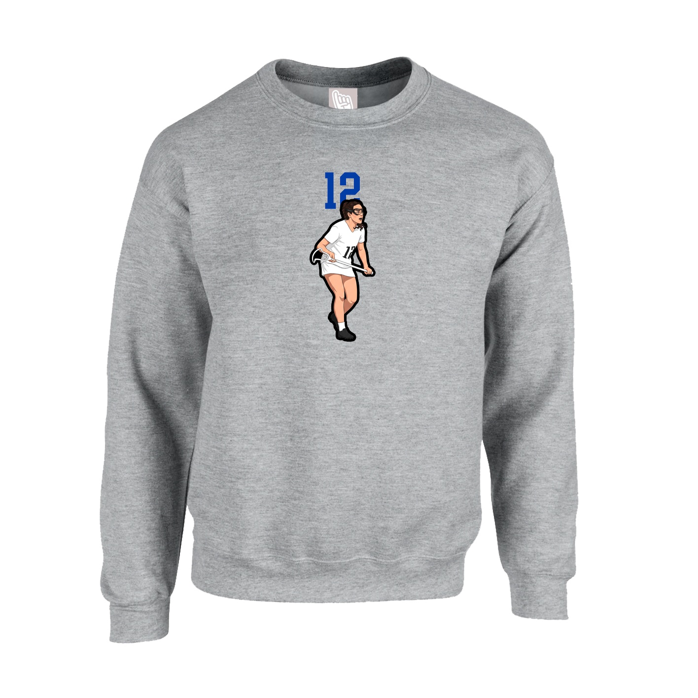 Fleece Crew — Number Top in Grey