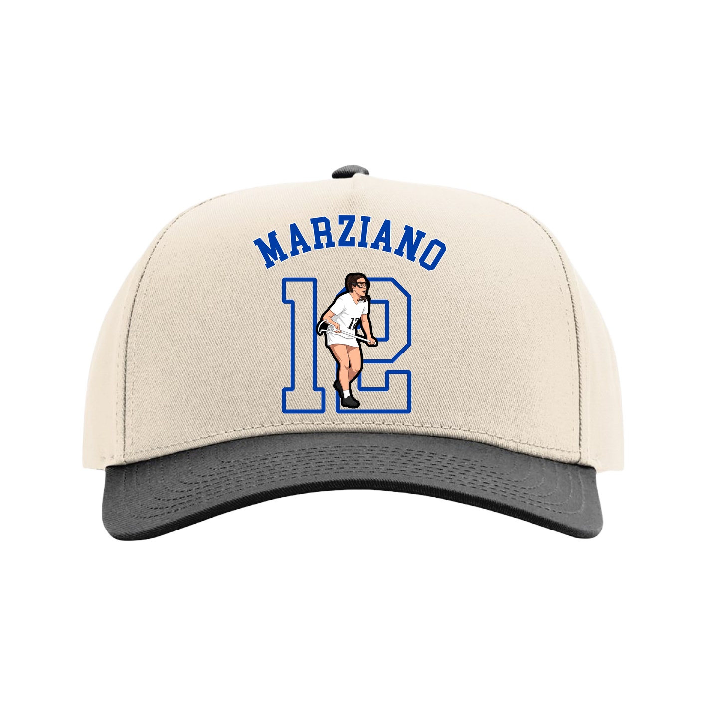 Full Fabric Five-Panel Champ Cap — Shirsey Arch in Cream/Black