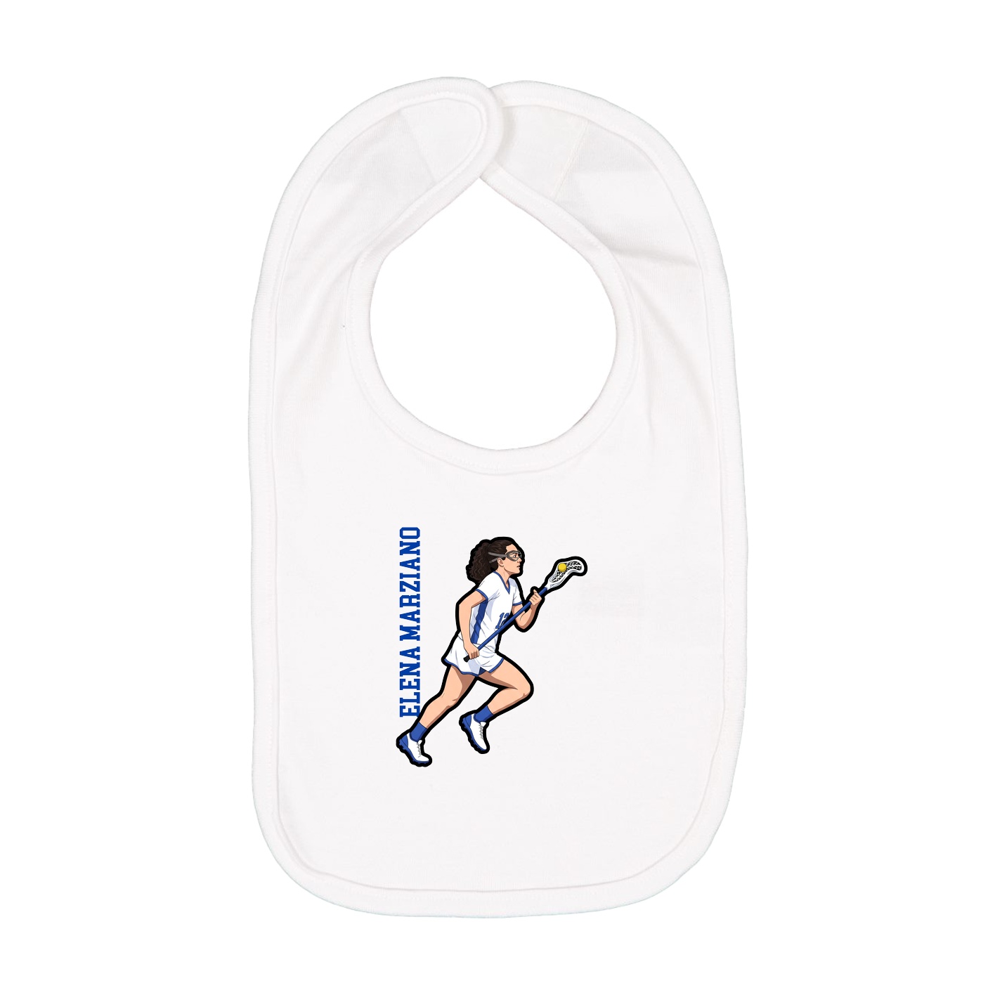 Infant Bib — Name Vertical in White