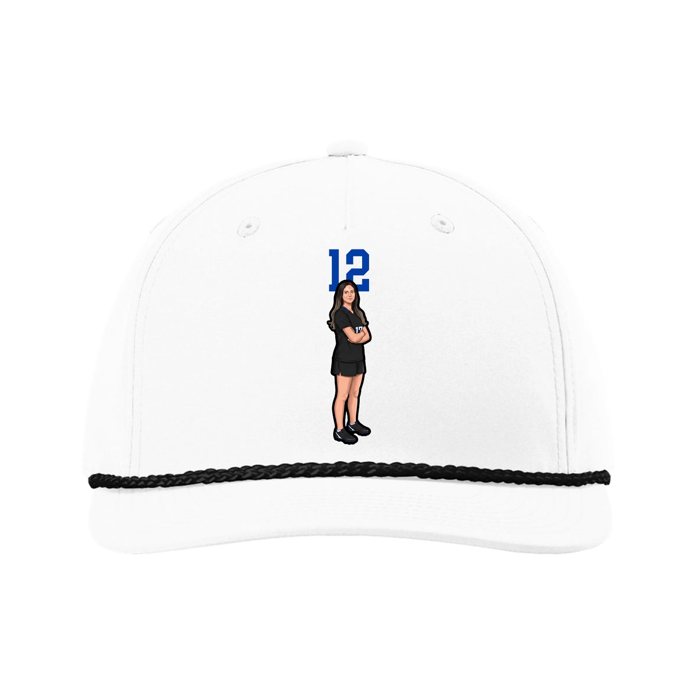 Five-Panel Classic Rope Cap — Number Top in White