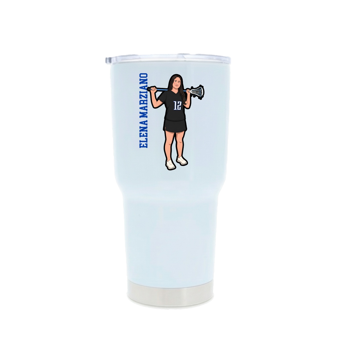 30oz Stainless Steel Tumbler — Name Vertical in White