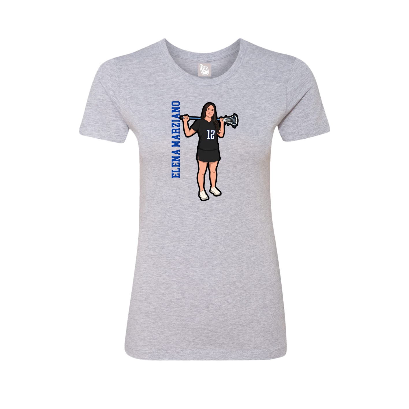 Womens Tee — Name Vertical in Grey