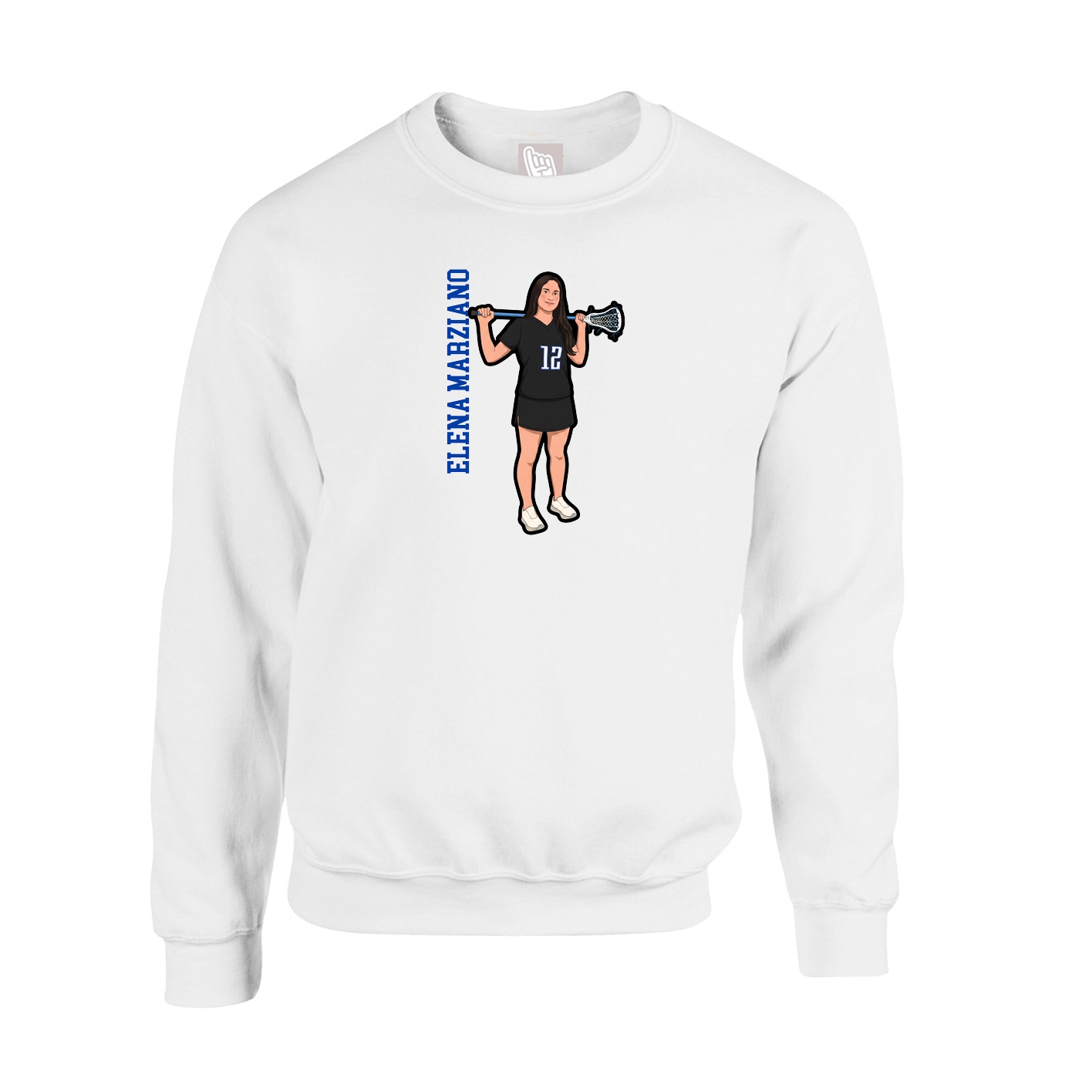 Fleece Crew — Name Vertical in White