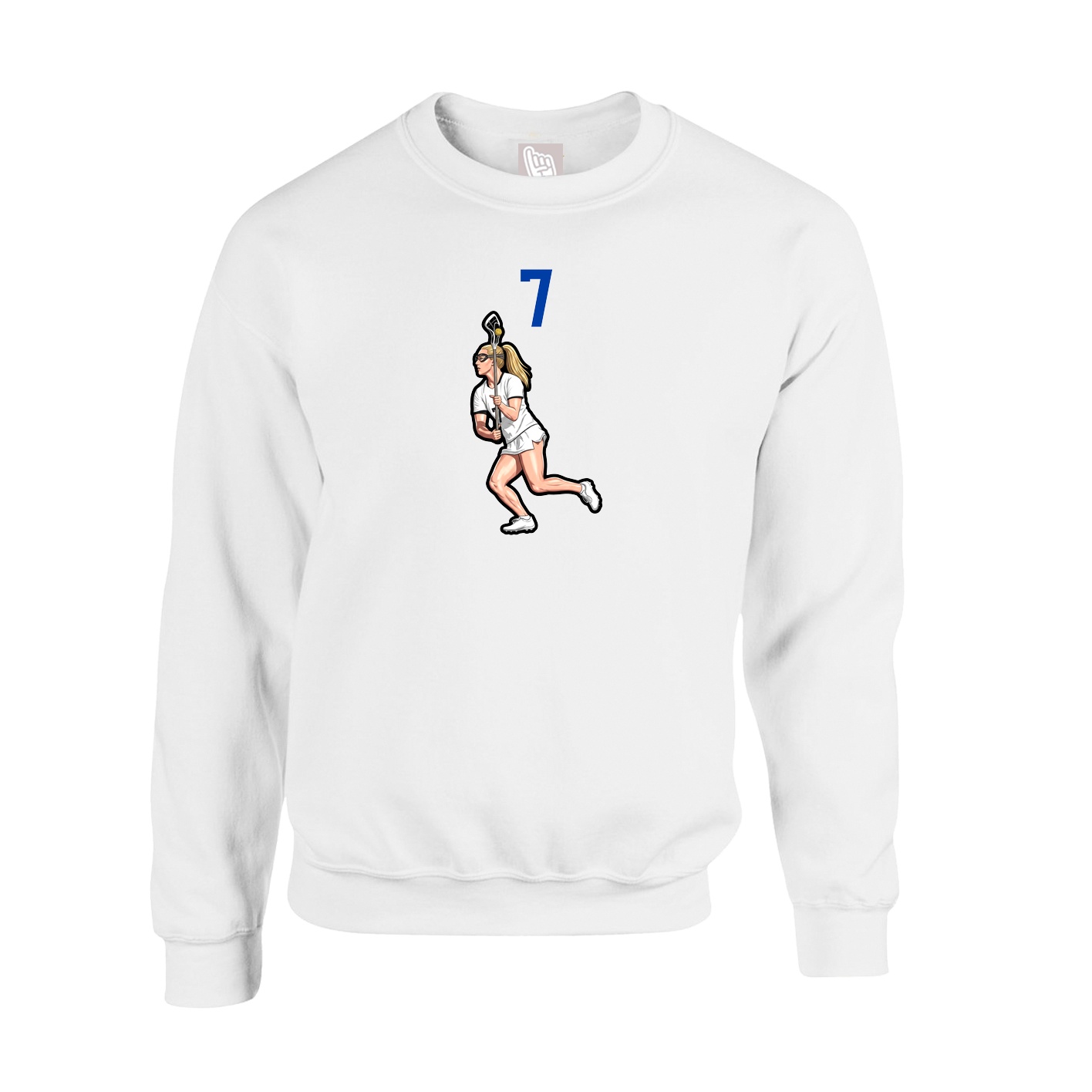 Fleece Crew — Number Top in White