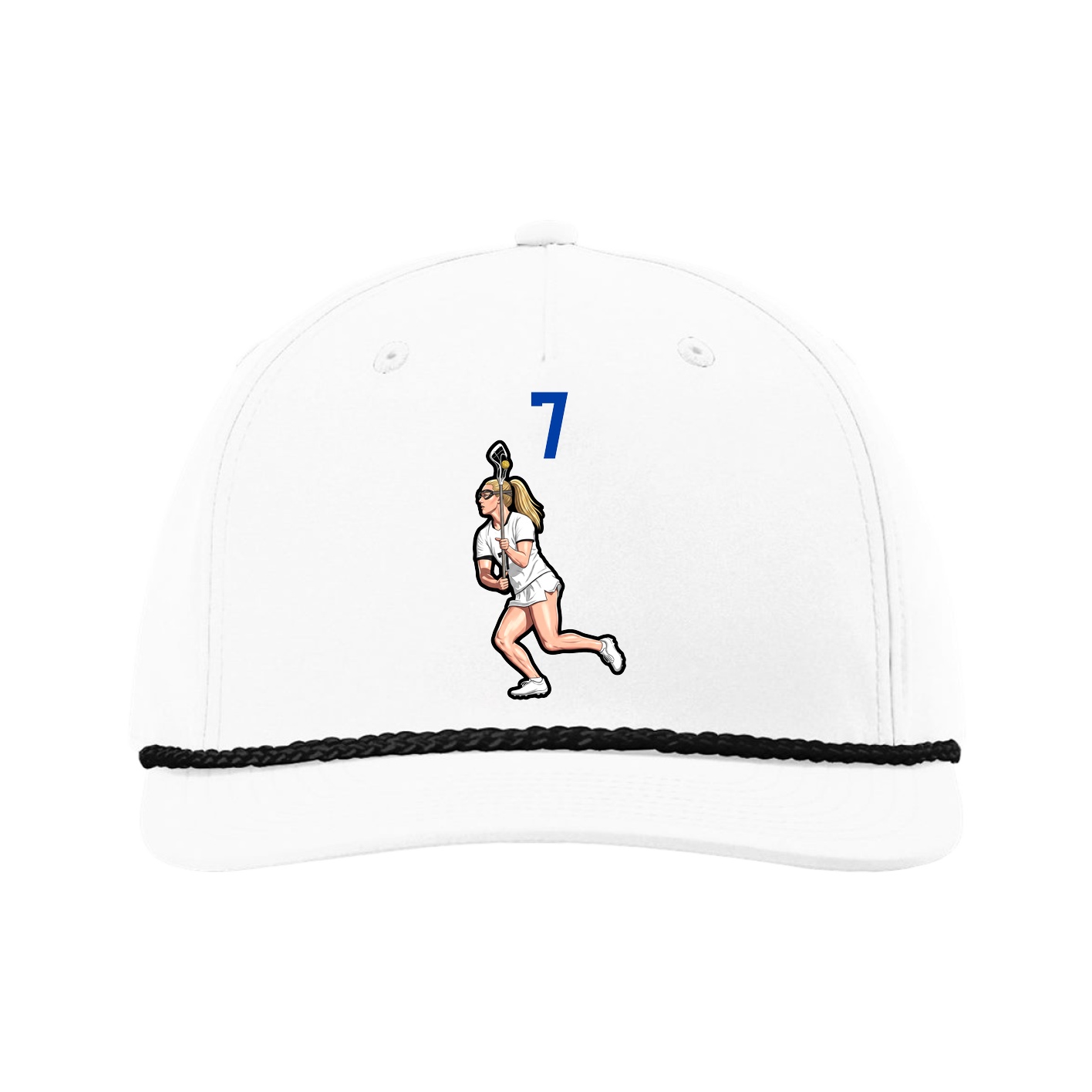 Five-Panel Classic Rope Cap — Number Top in White