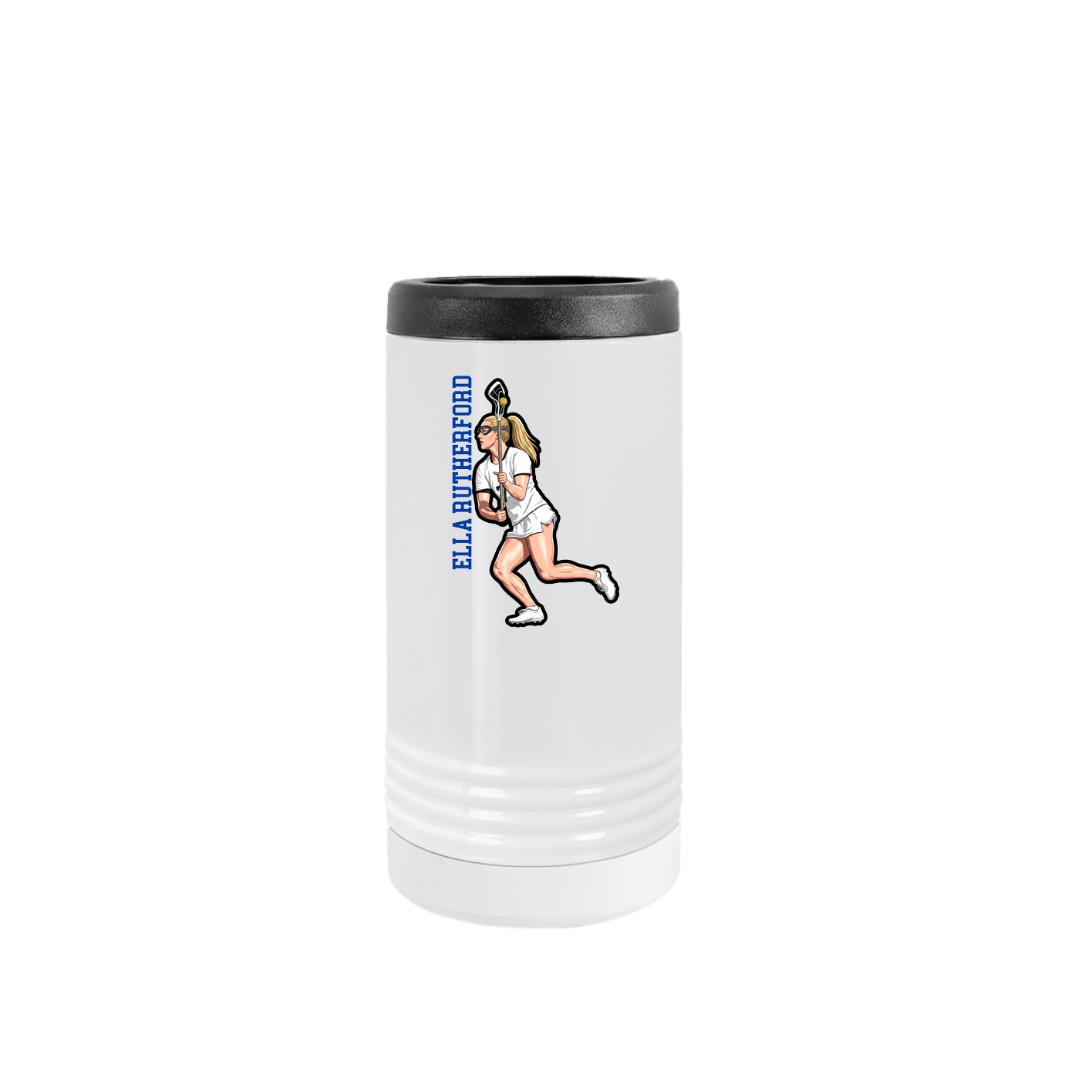 Slim Beverage Holder — Name Vertical in White