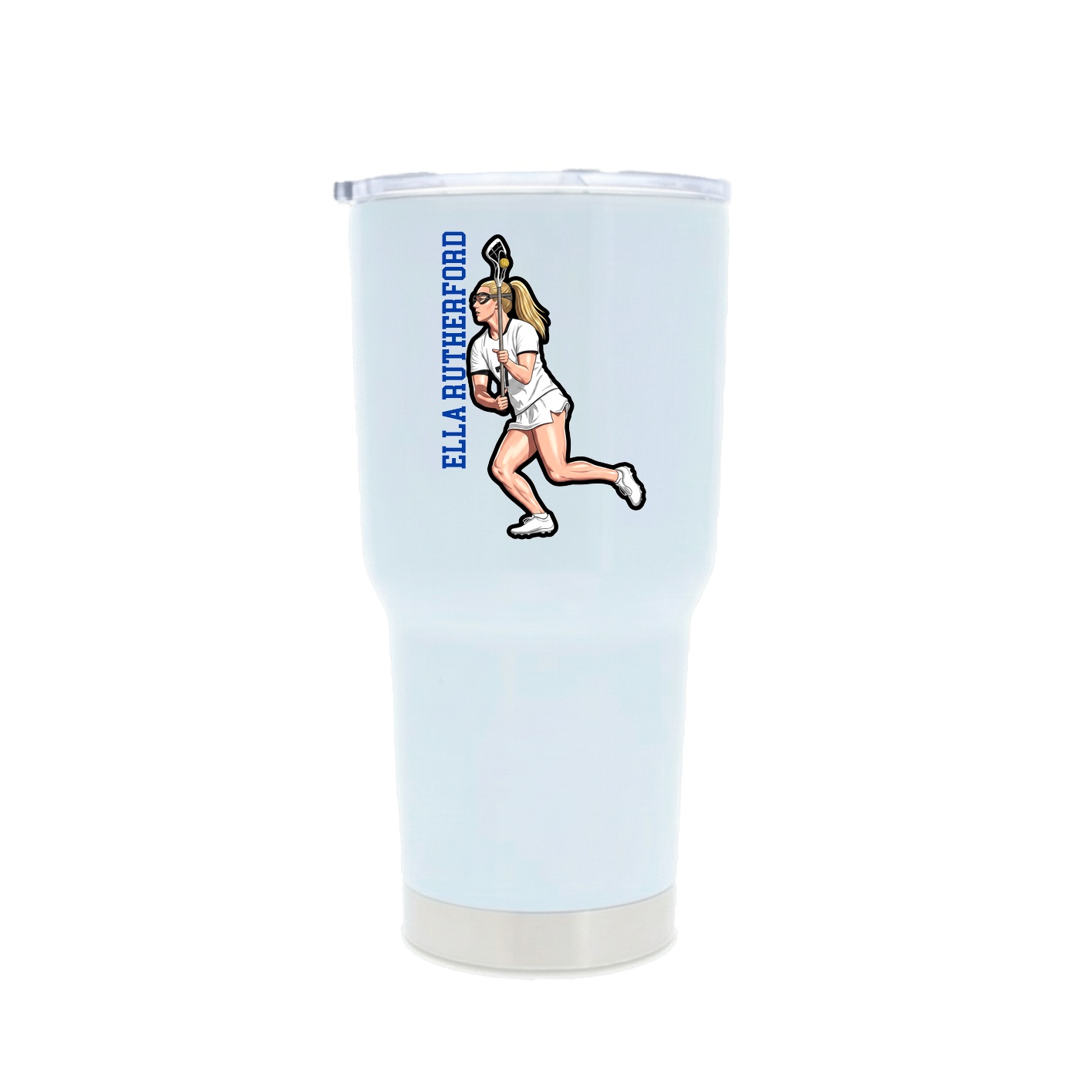 30oz Stainless Steel Tumbler — Name Vertical in White