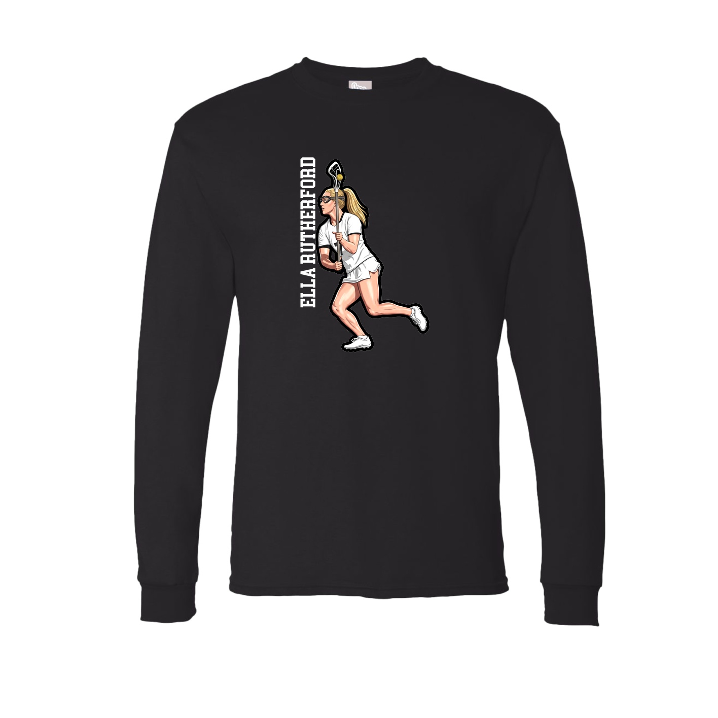 Long Sleeve Tee — Name Vertical in Black