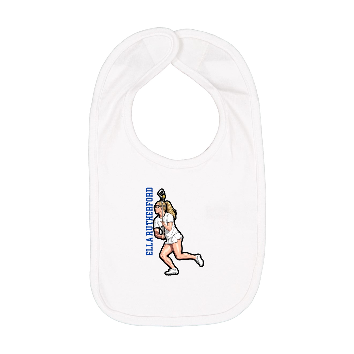 Infant Bib — Name Vertical in White