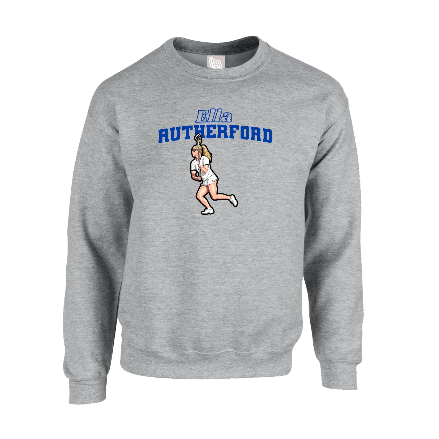 Fleece Crew — Name Arch in Grey