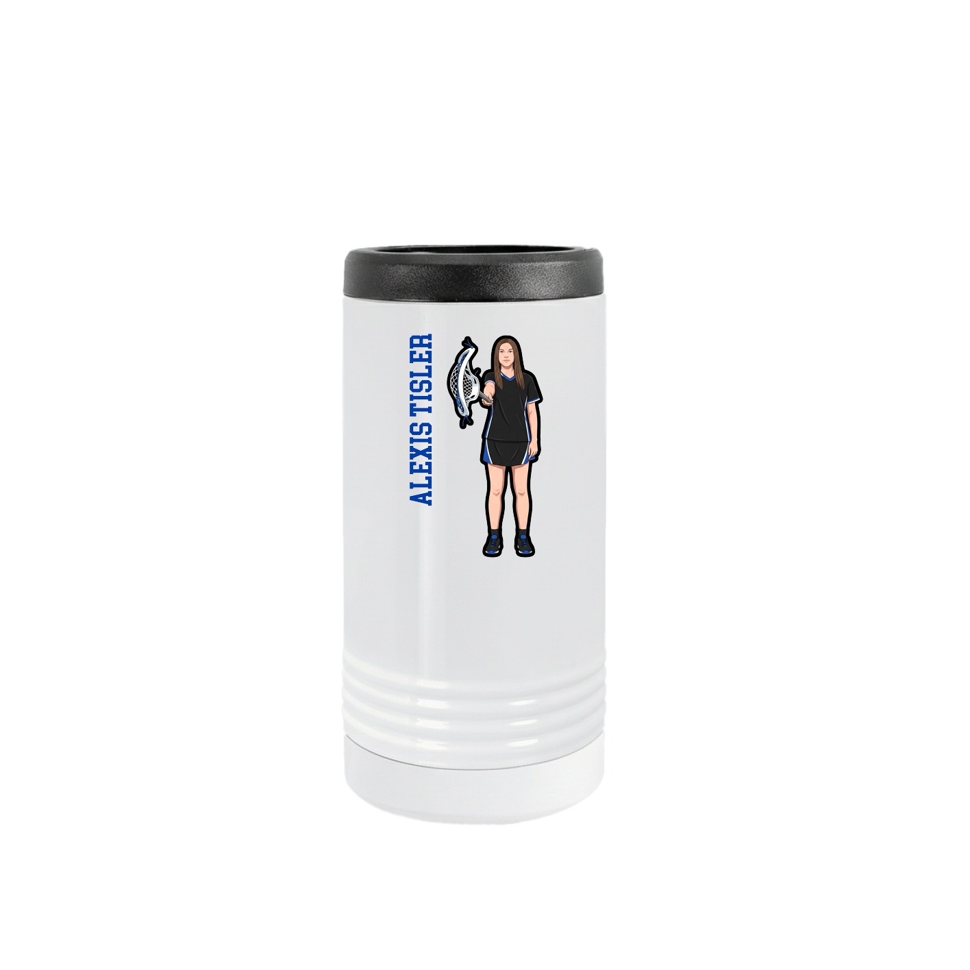 Slim Beverage Holder — Name Vertical in White