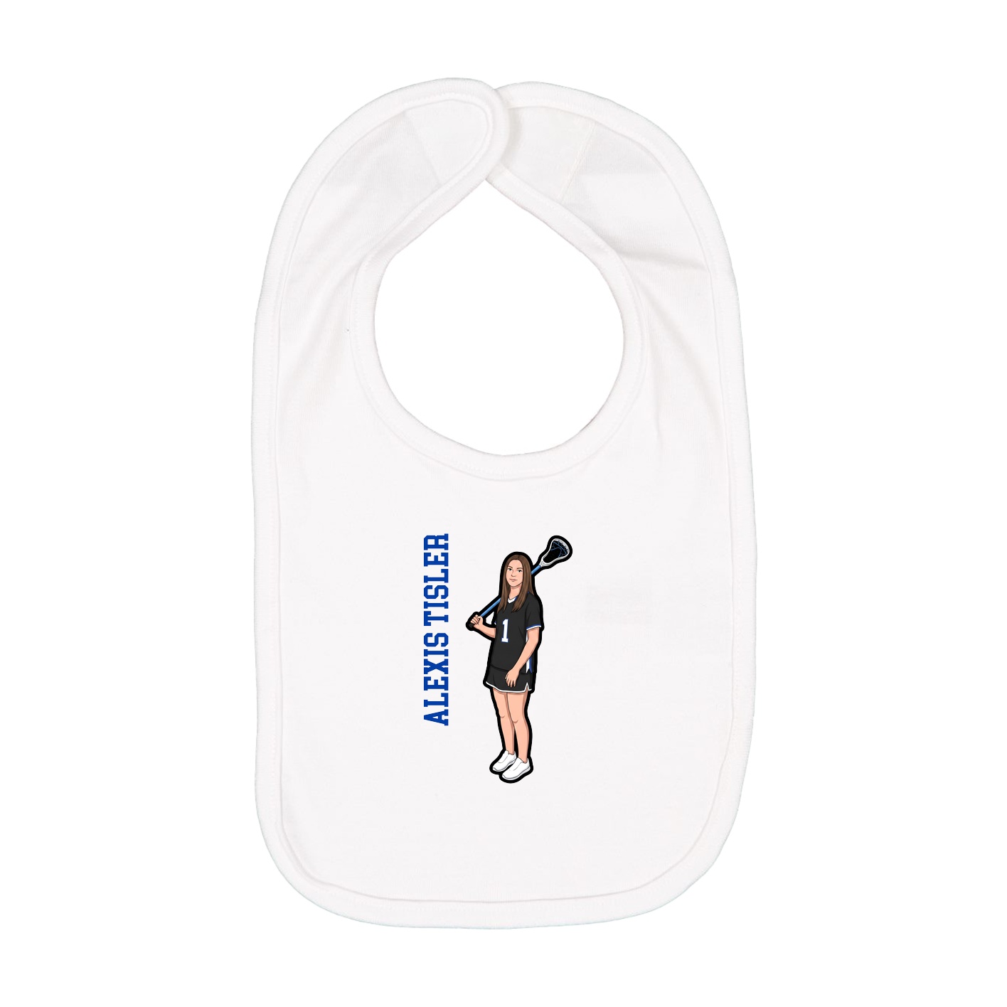 Infant Bib — Name Vertical in White