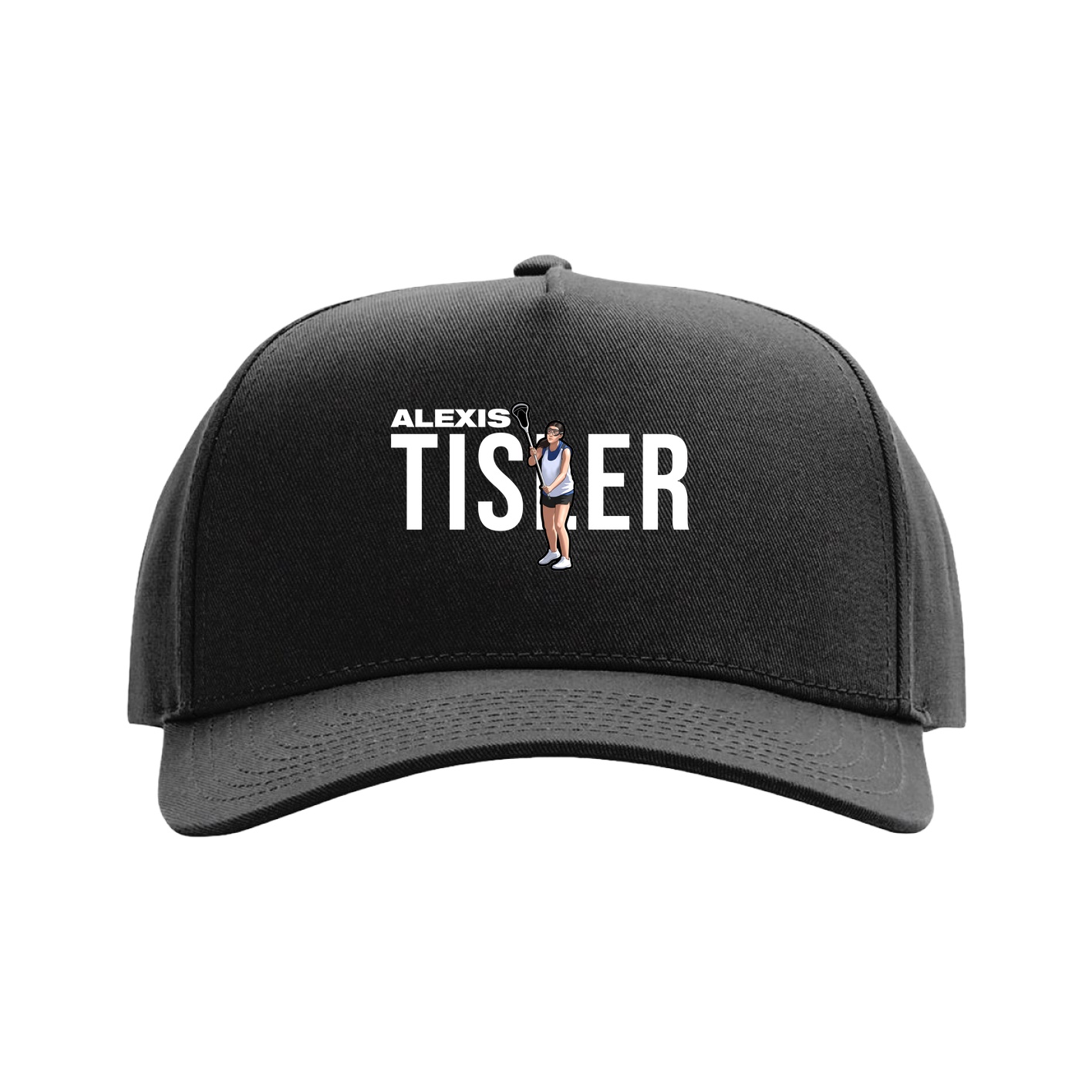 Full Fabric Five-Panel Champ Cap — Player Name in Black