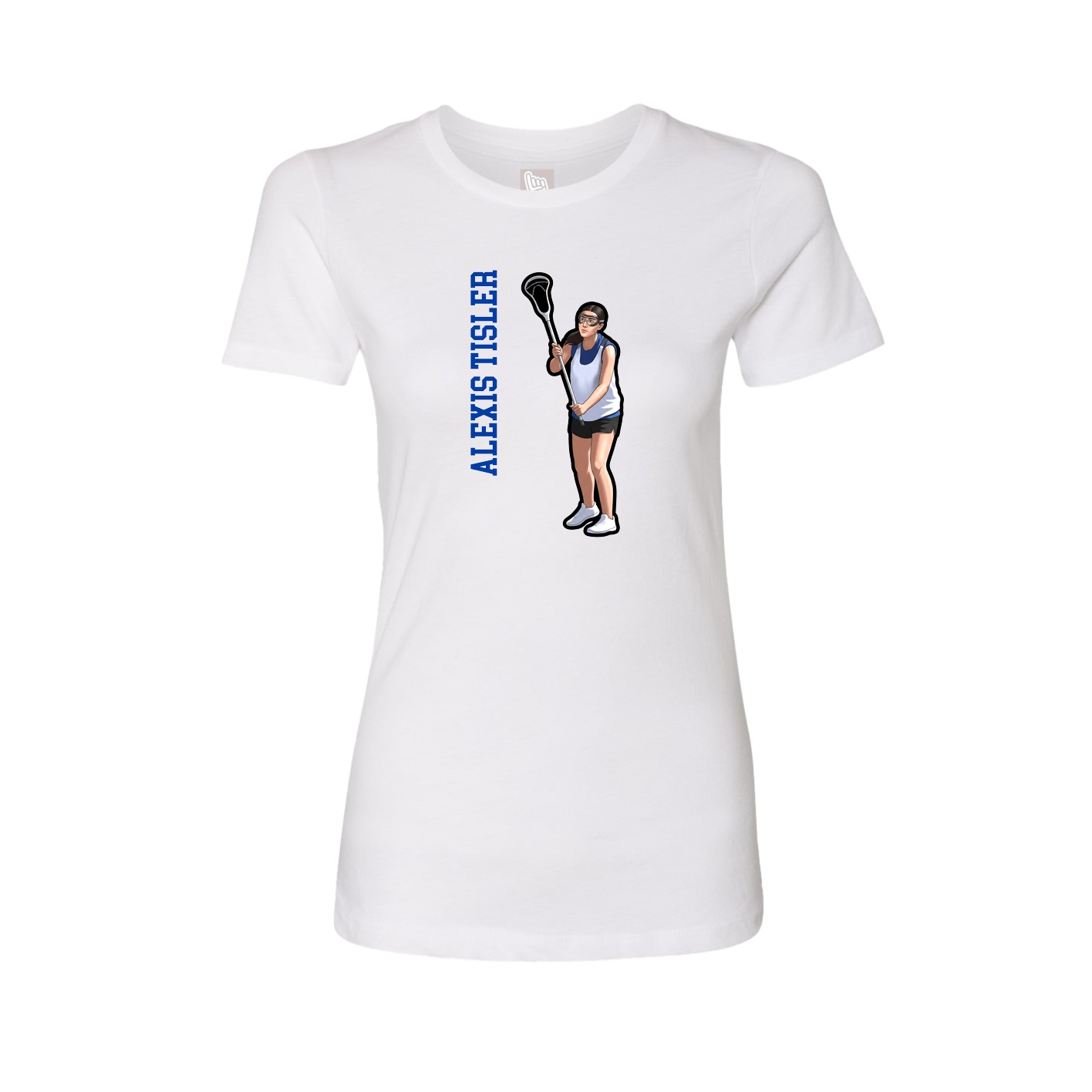 Womens Tee — Name Vertical in White