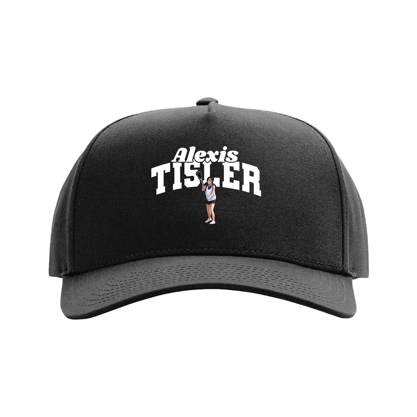 Full Fabric Five-Panel Champ Cap — Signature Arch in Black