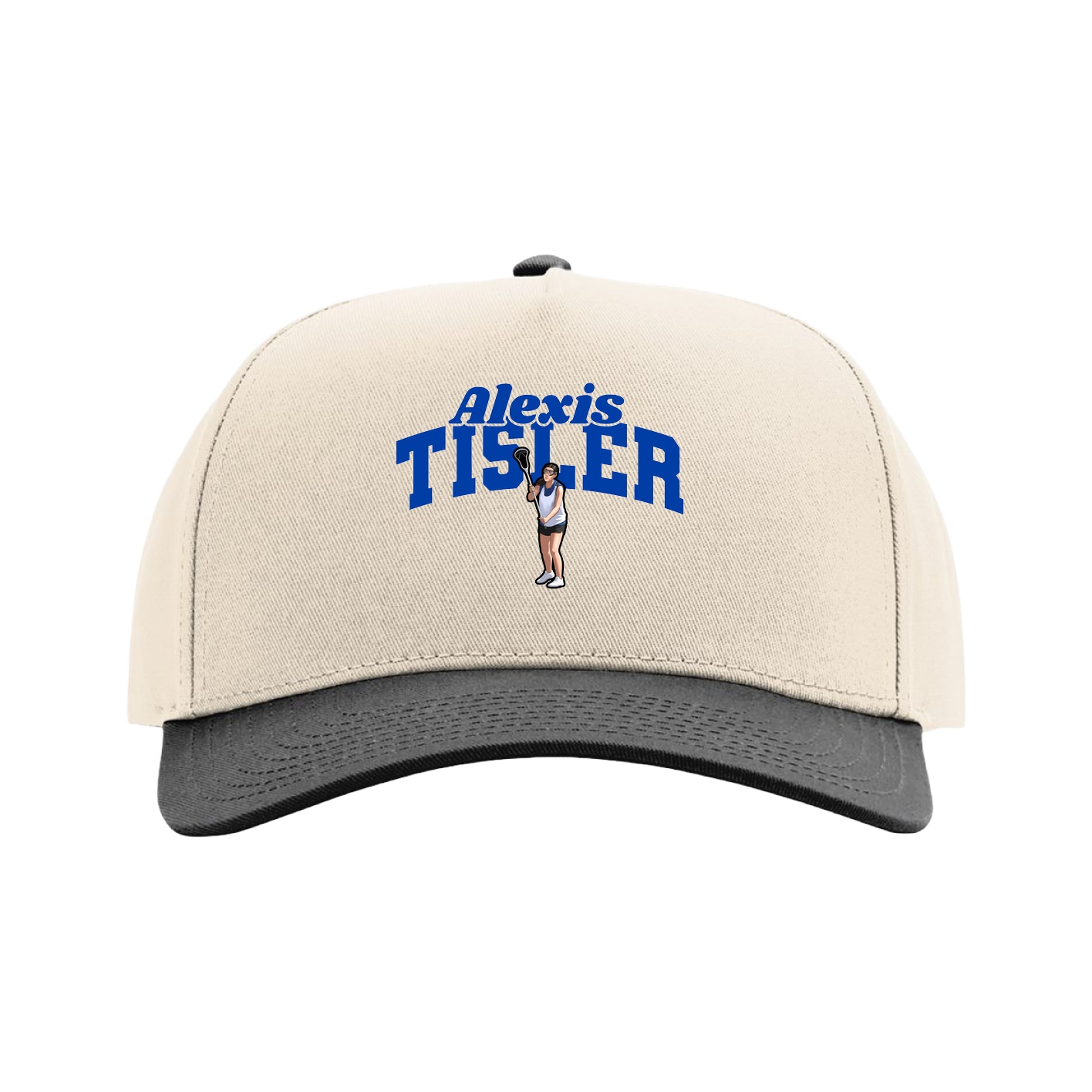 Full Fabric Five-Panel Champ Cap — Signature Arch in Cream/Black
