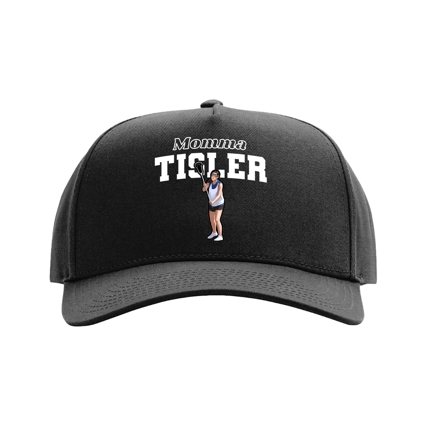 Full Fabric Five-Panel Champ Cap — Mothers Day Block in Black