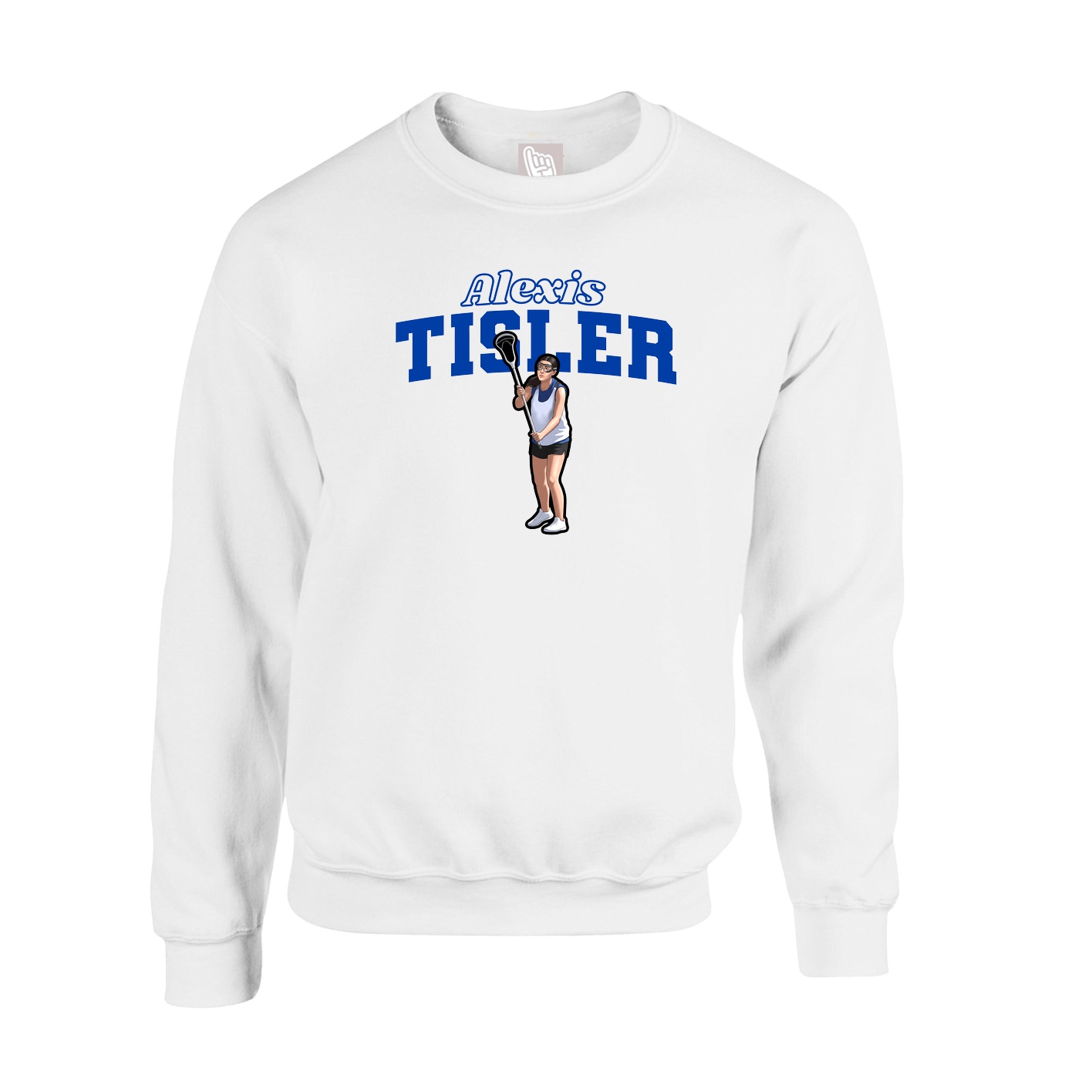 Fleece Crew — Name Arch in White