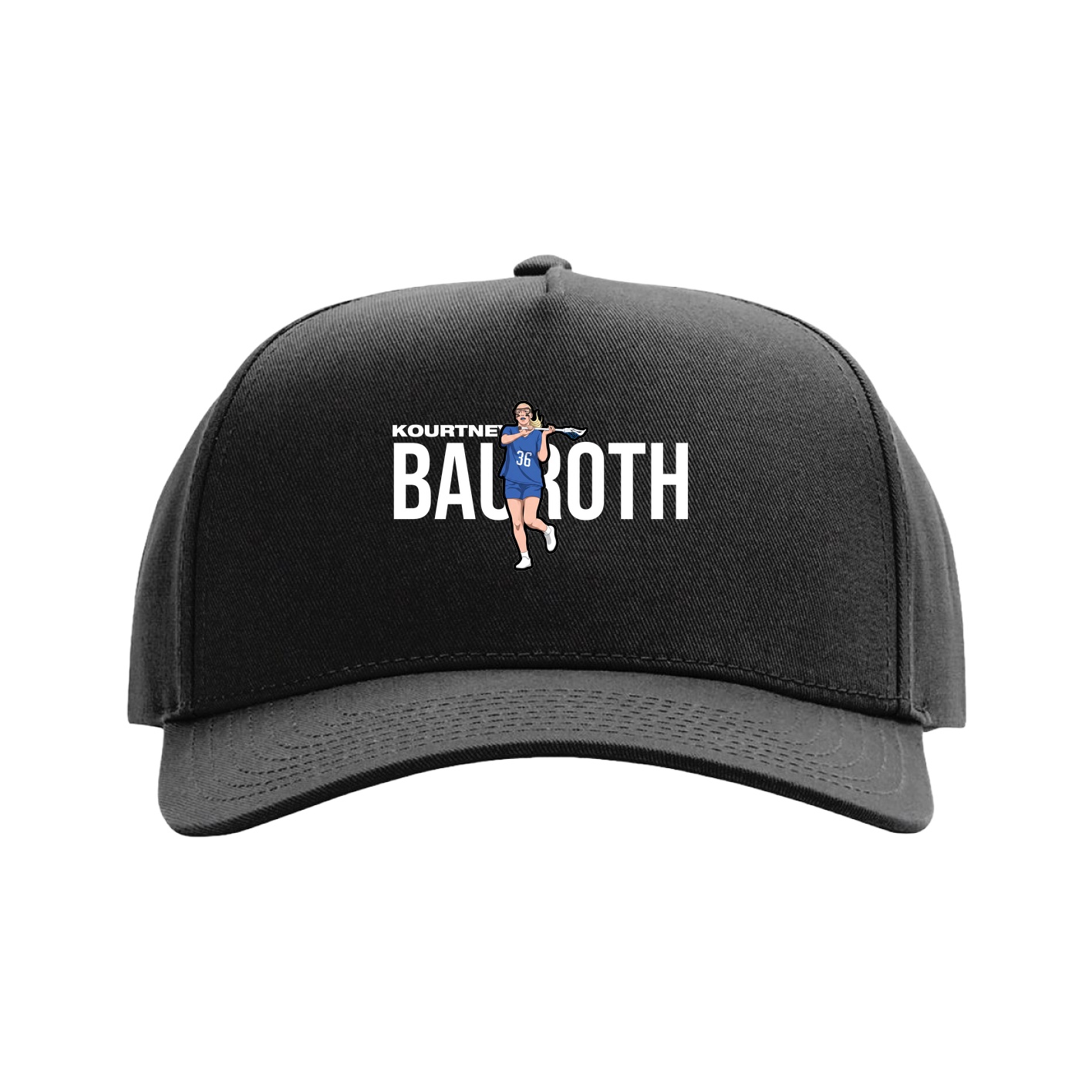 Full Fabric Five-Panel Champ Cap — Player Name in Black