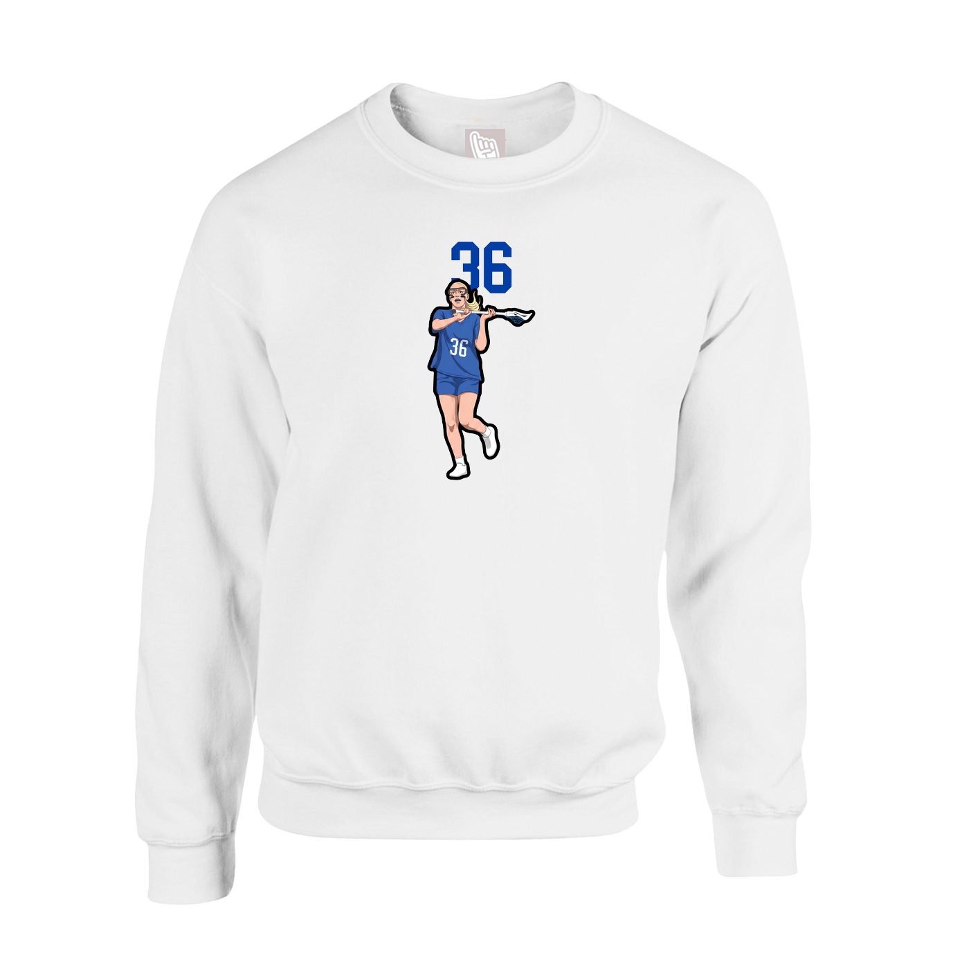 Fleece Crew — Number Top in White