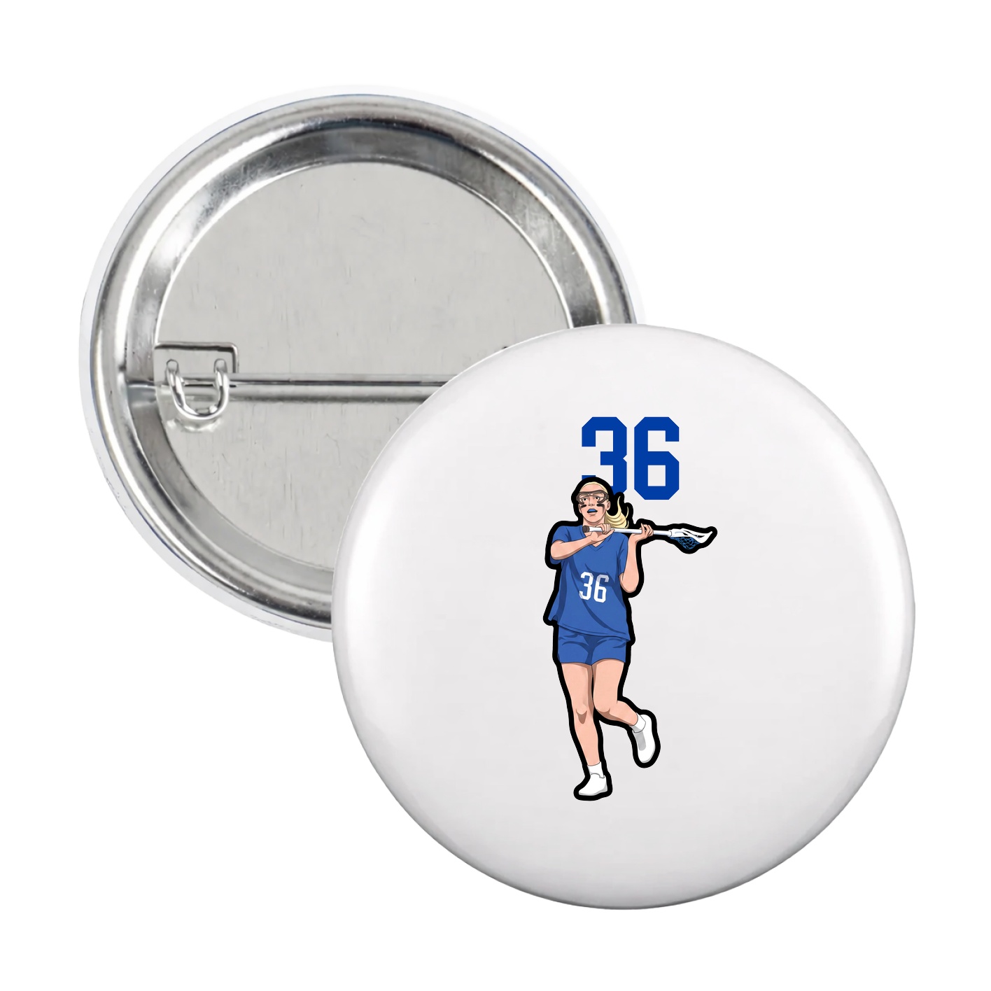 Game Day Button — Number Top in White