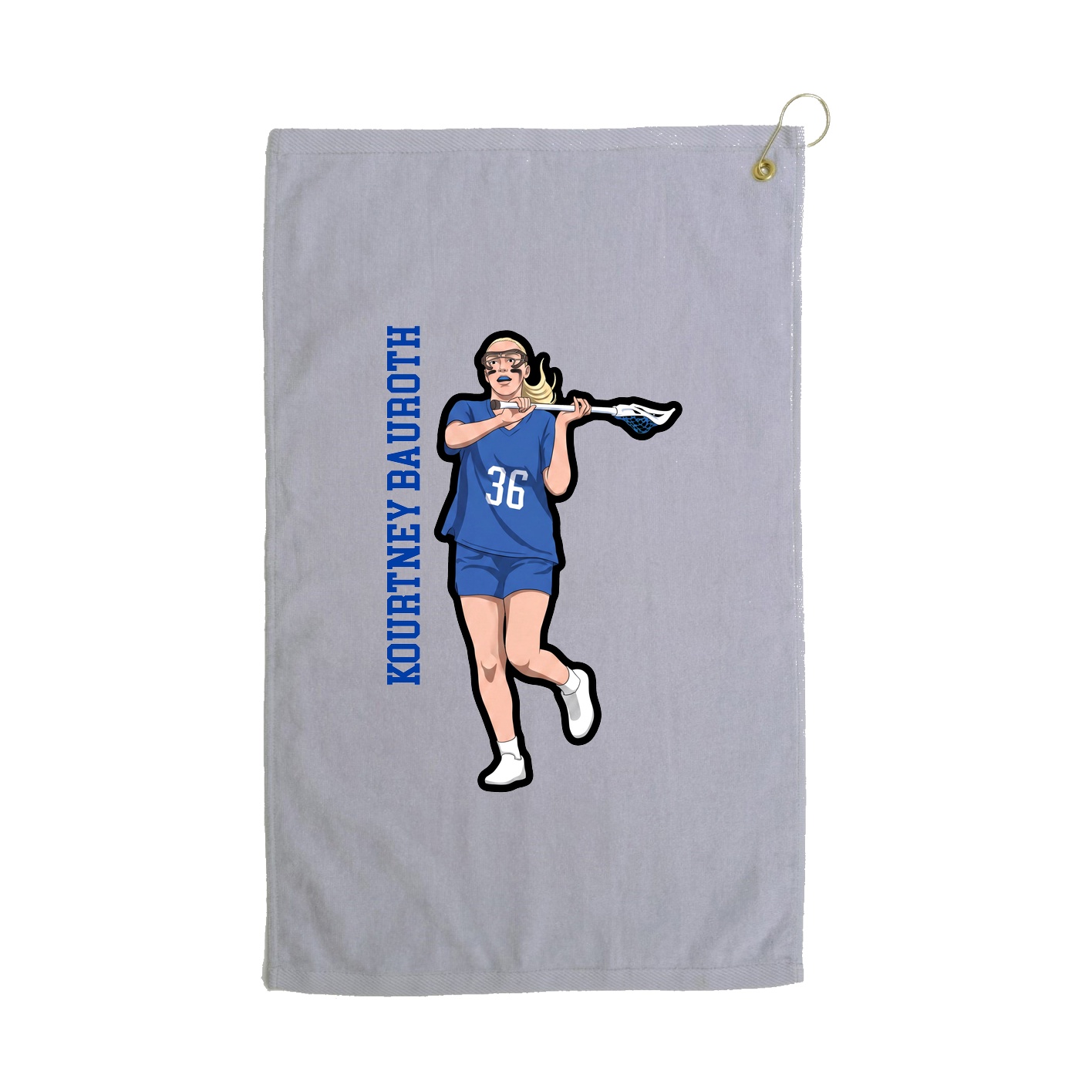 Golf Towel — Name Vertical in Grey
