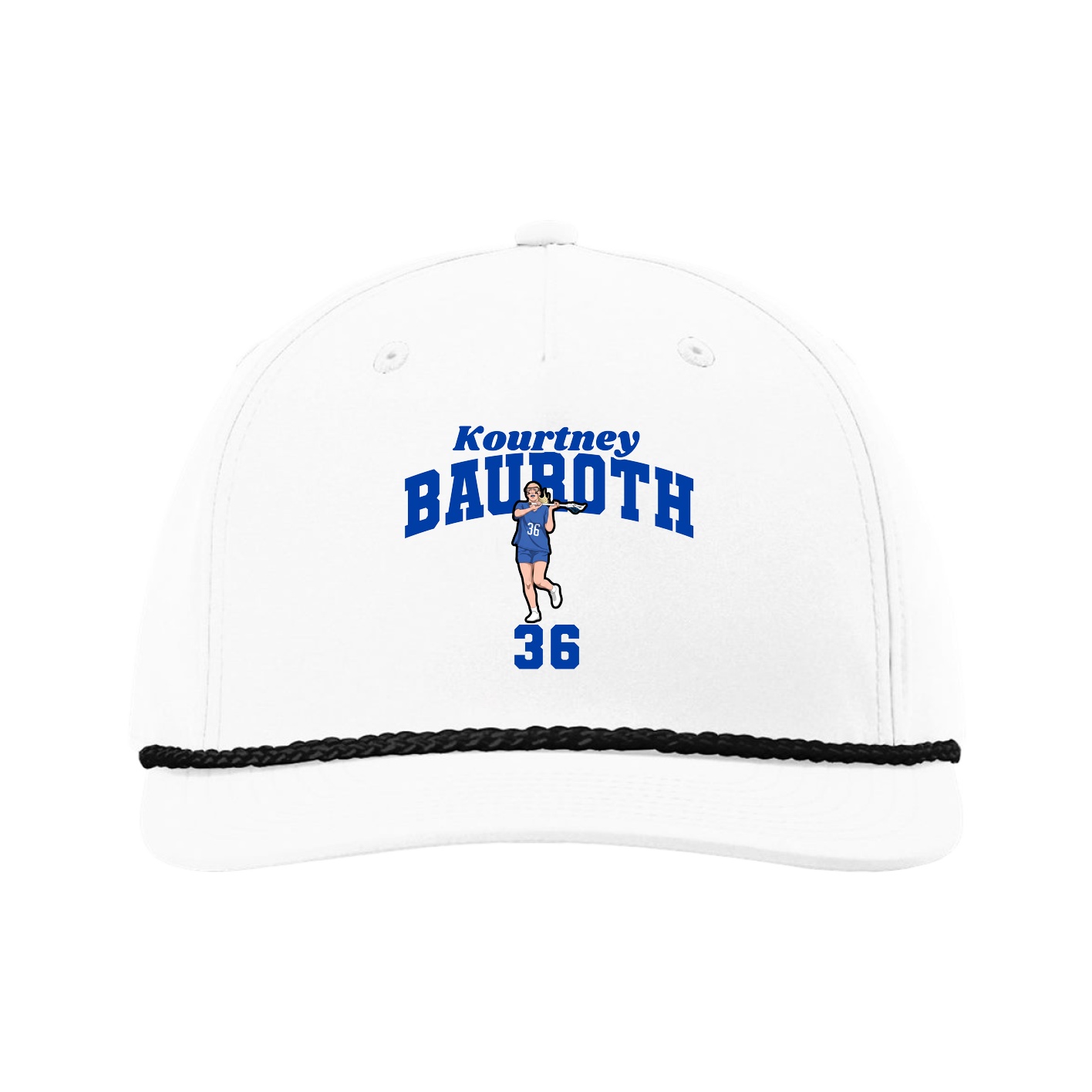 Five-Panel Classic Rope Cap — Signature Arch in White