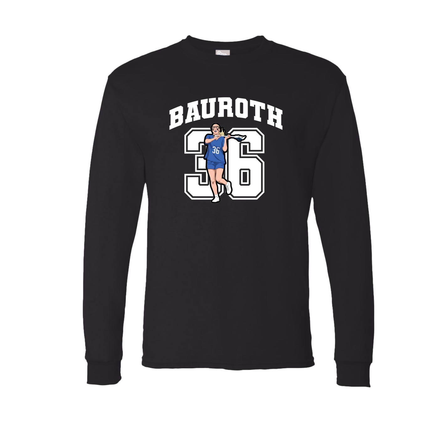 Long Sleeve Tee — Number in Black
