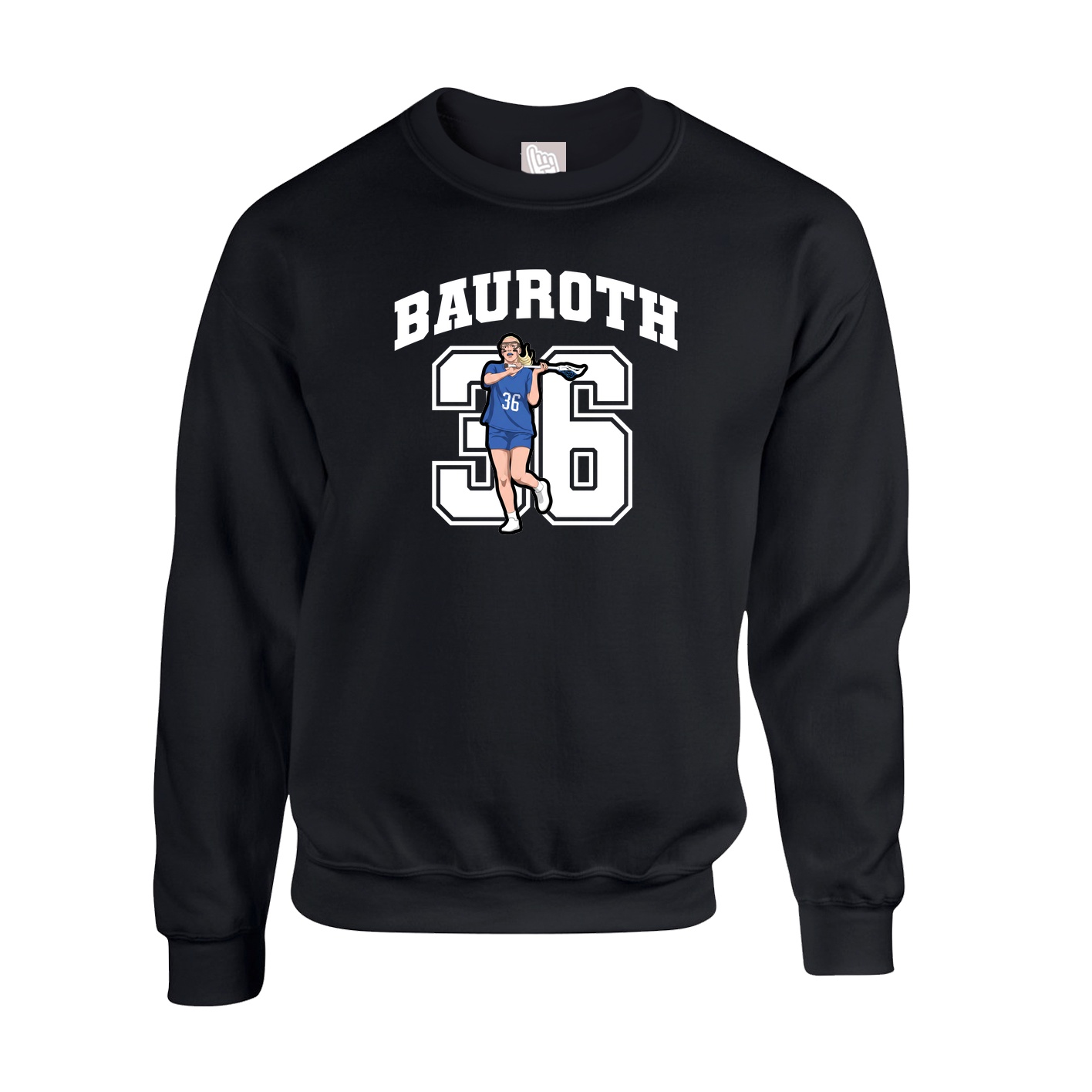 Fleece Crew — Number in Black