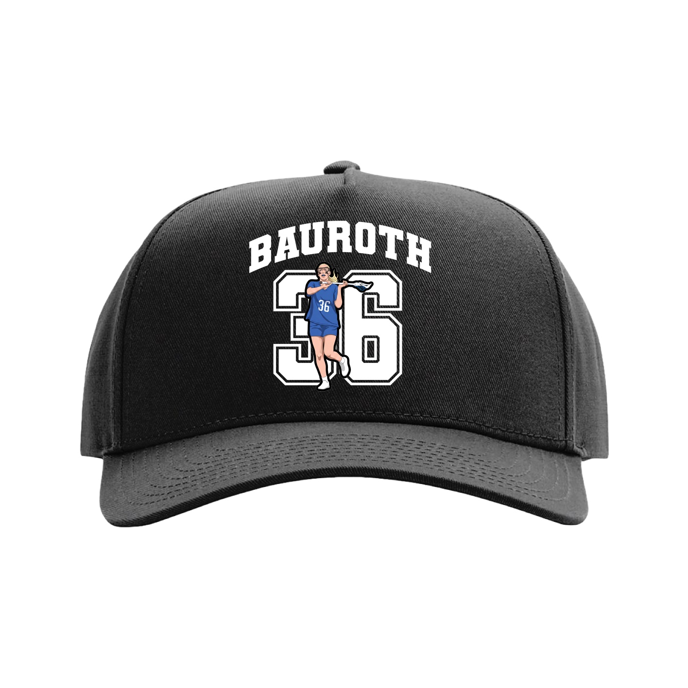 Full Fabric Five-Panel Champ Cap — Number in Black