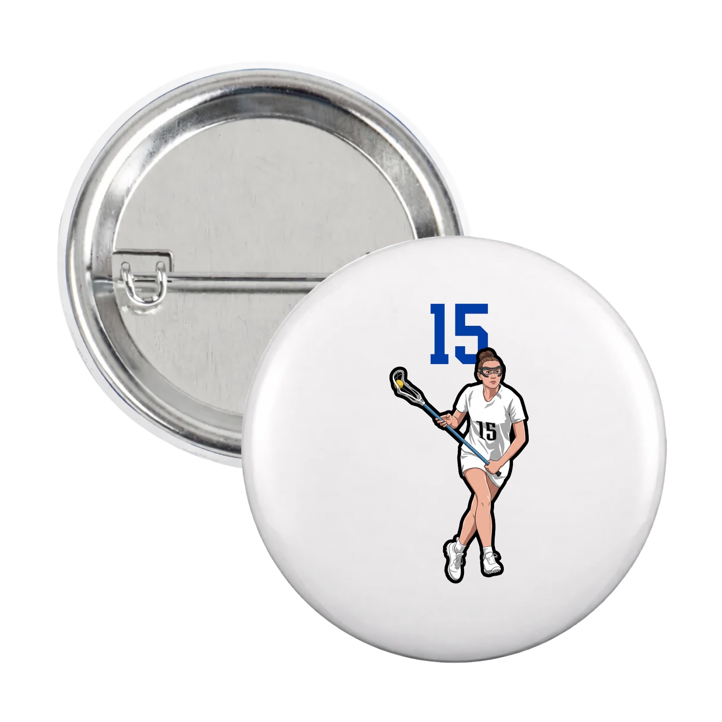 Game Day Button — Number Top in White