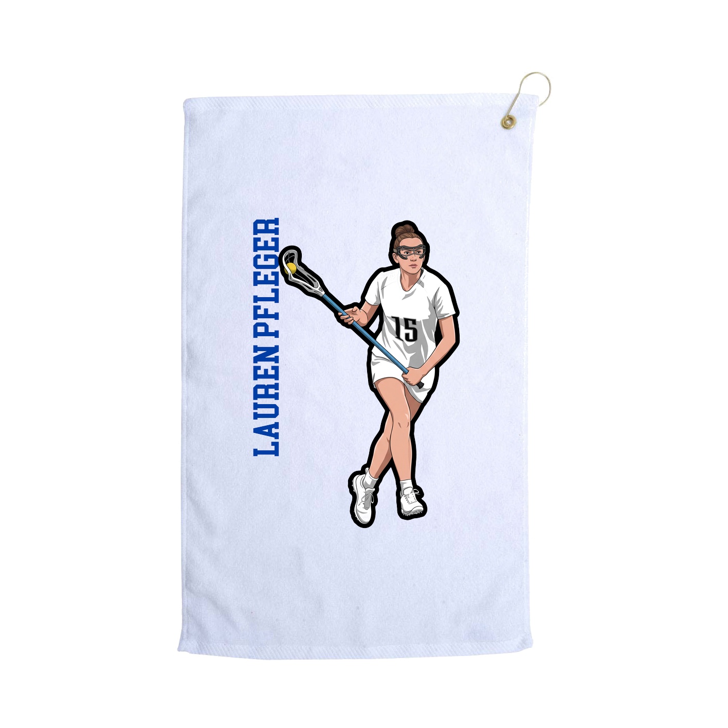 Golf Towel — Name Vertical in White