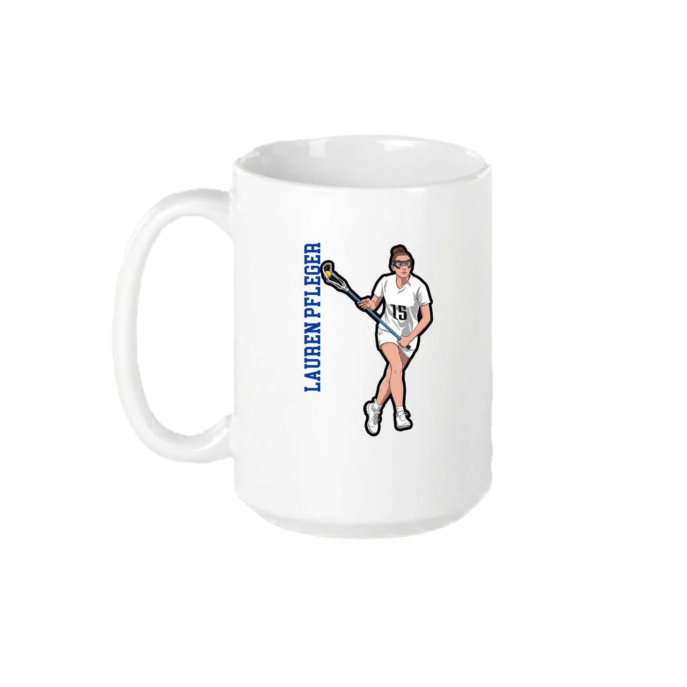 15oz Coffee Mug — Name Vertical in White