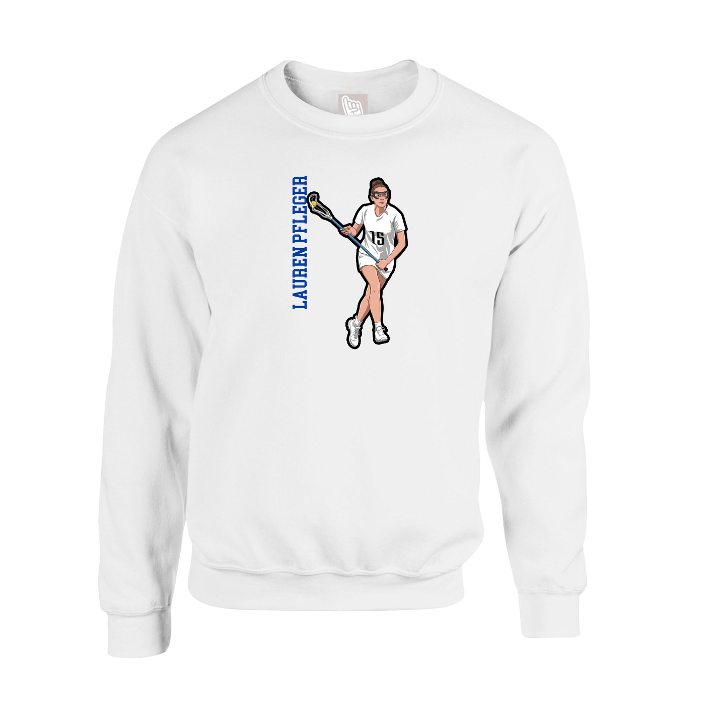 Fleece Crew — Name Vertical in White