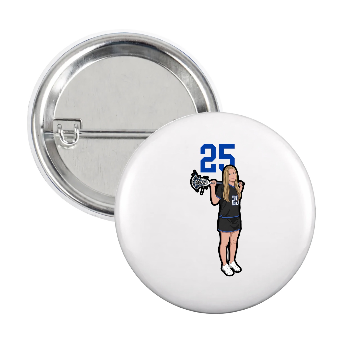 Game Day Button — Number Top in White