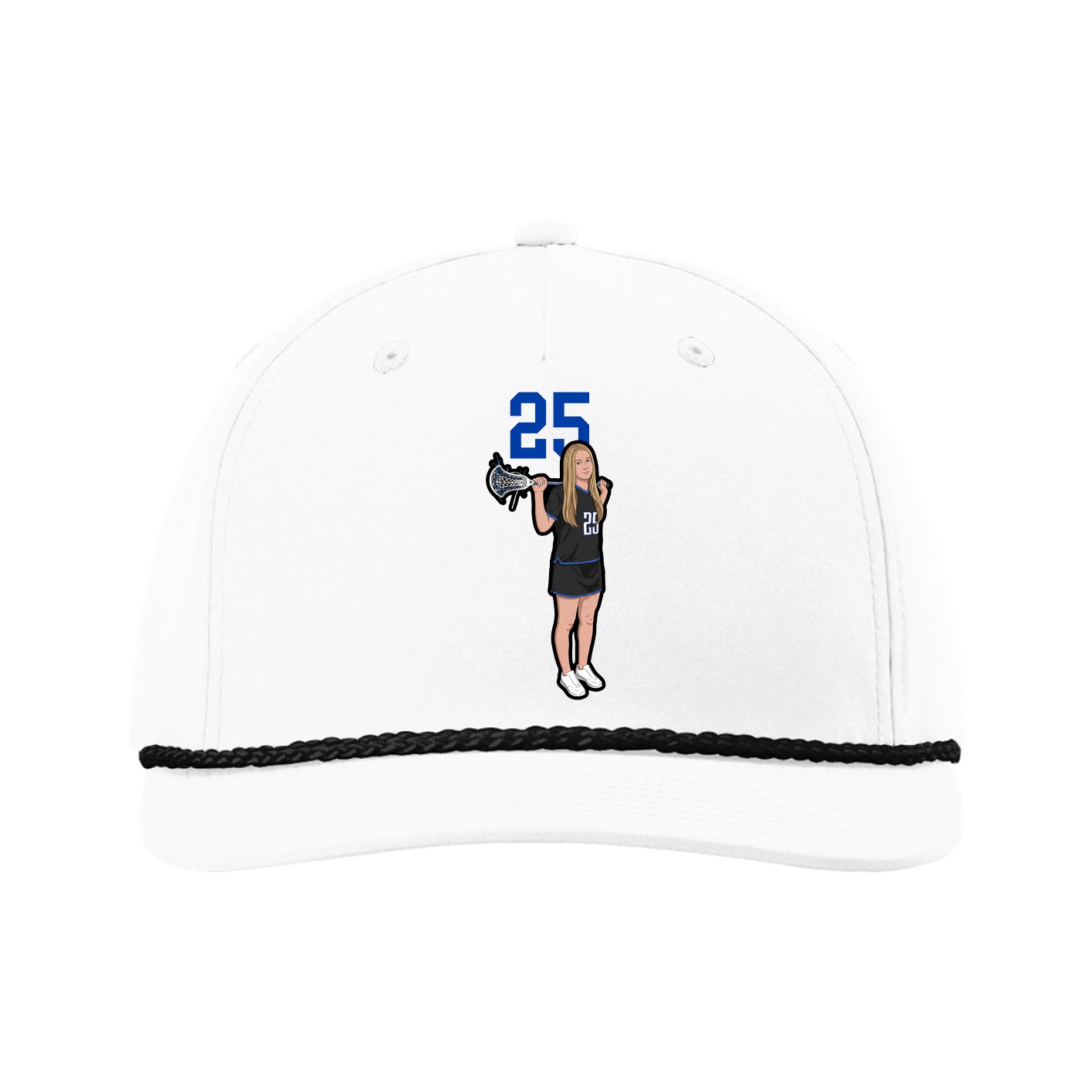 Five-Panel Classic Rope Cap — Number Top in White