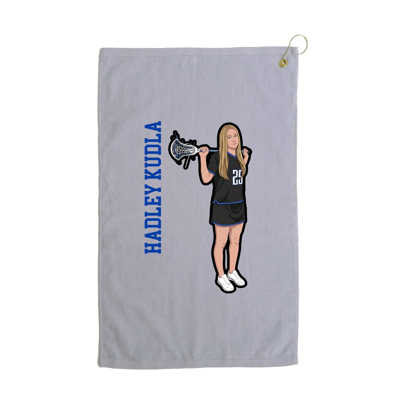 Golf Towel — Name Vertical in Grey