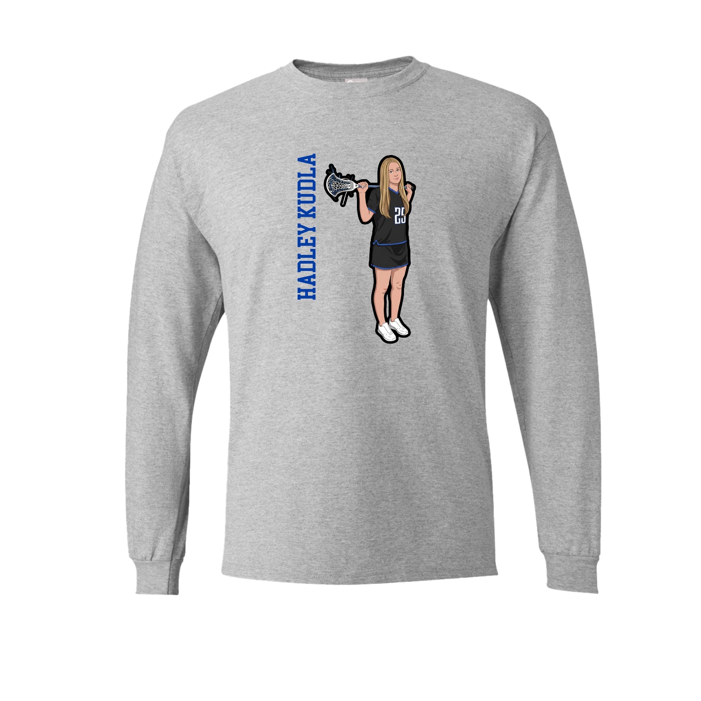 Long Sleeve Tee — Name Vertical in Grey