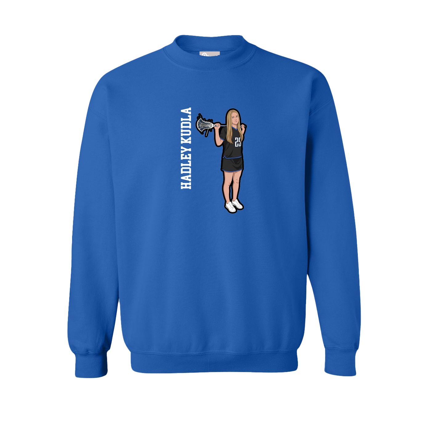 Fleece Crew — Name Vertical in Royal