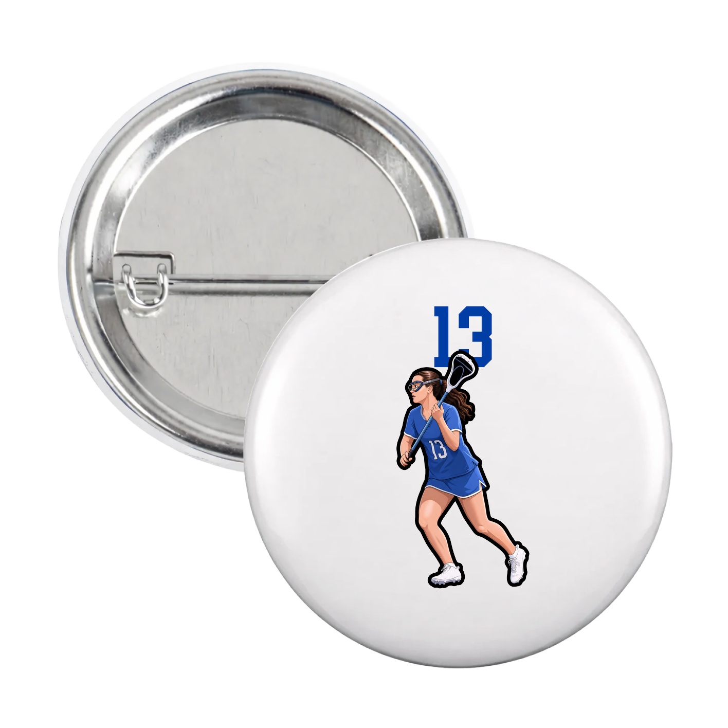 Game Day Button — Number Top in White