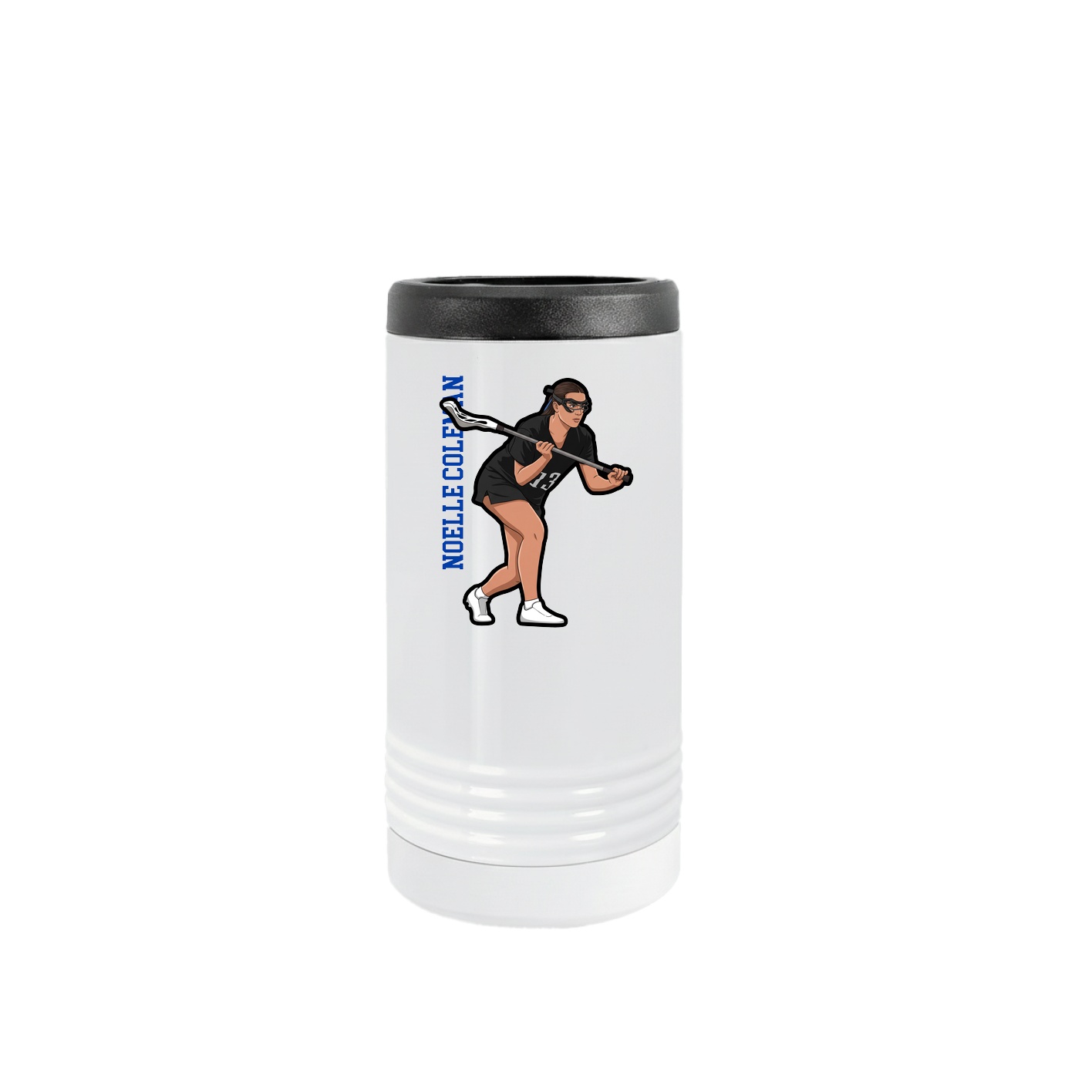 Slim Beverage Holder — Name Vertical in White