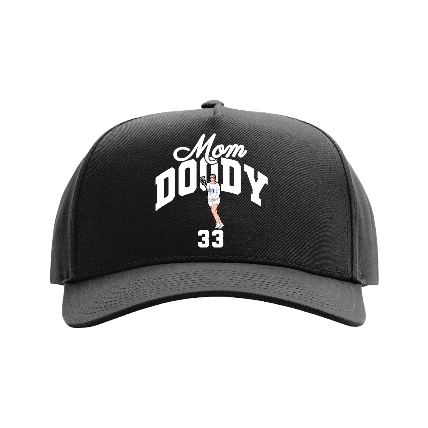 Full Fabric Five-Panel Champ Cap — Mothers Day Arch in Black