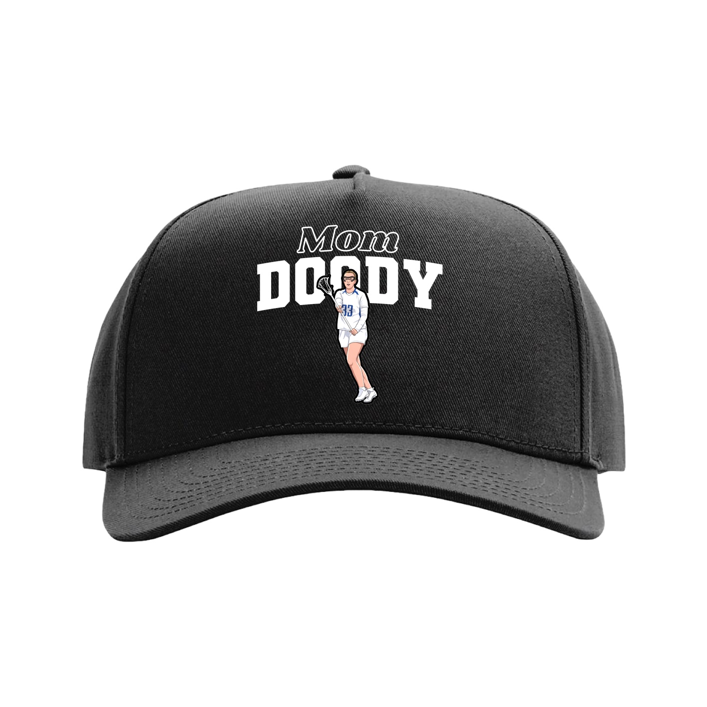 Full Fabric Five-Panel Champ Cap — Mothers Day Block in Black
