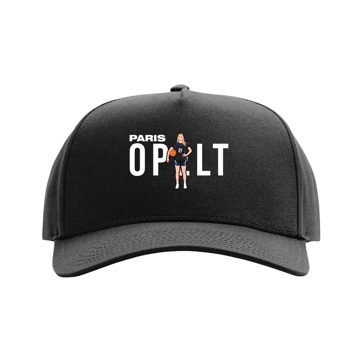 Full Fabric Five-Panel Champ Cap — Player Name in Black
