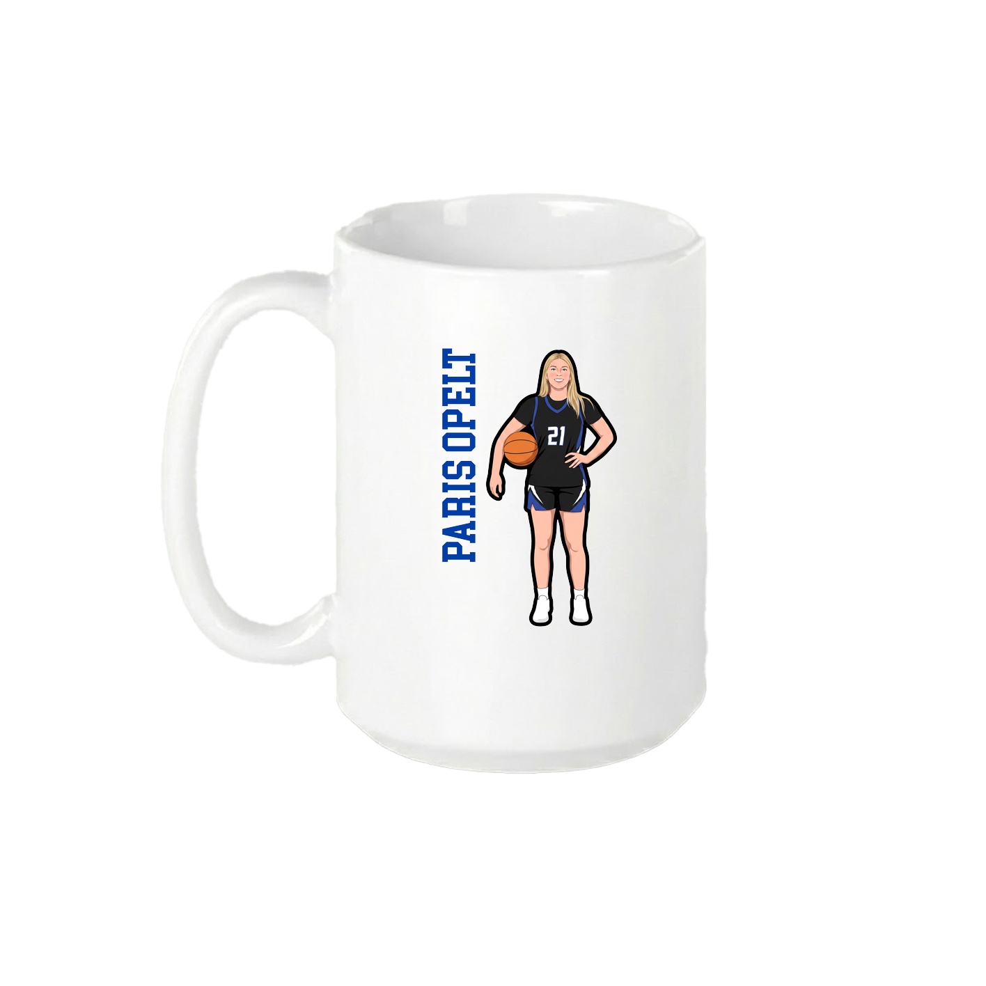 15oz Coffee Mug — Name Vertical in White